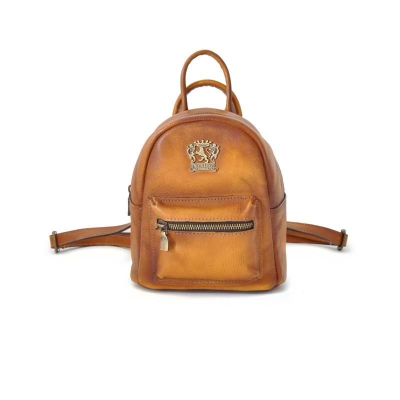 Small leather backpack for women with a pocket on the front. "Mia"