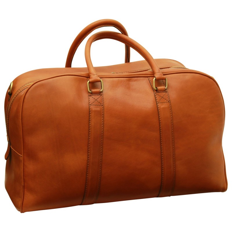 Big, minimalist travel bag in fine calfskin "Grudziądz" C