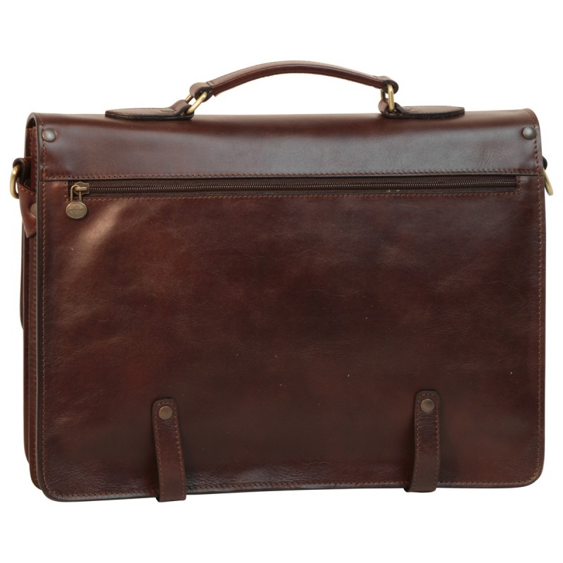 Exclusive full-grain calfskin briefcase. "Toruń" BL