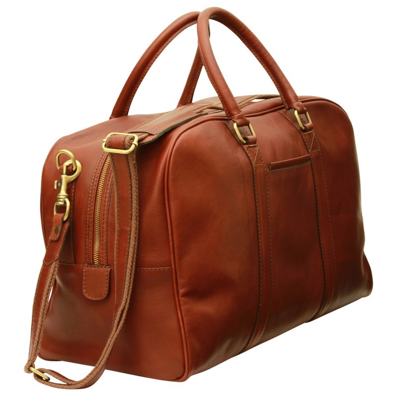 Big, minimalist travel bag in fine calfskin "Grudziądz" B