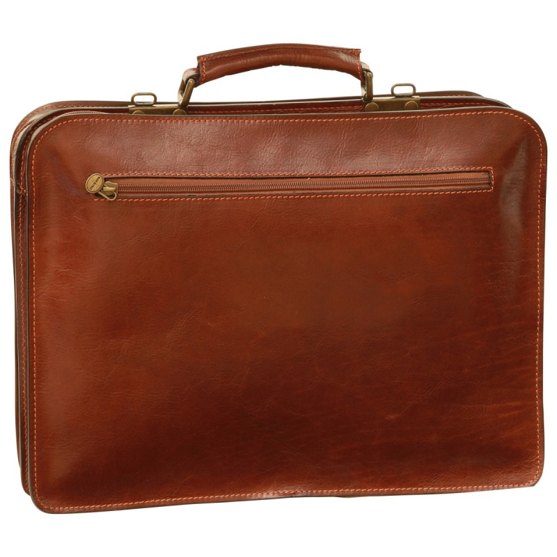 Briefcase with umbrella-holder straps in full-grain calfskin "Olsztyn"