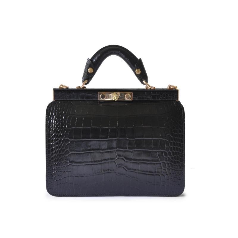 Elegant woman leather handbag with a crocodile pattern. "Vittoria Colonna" K153
