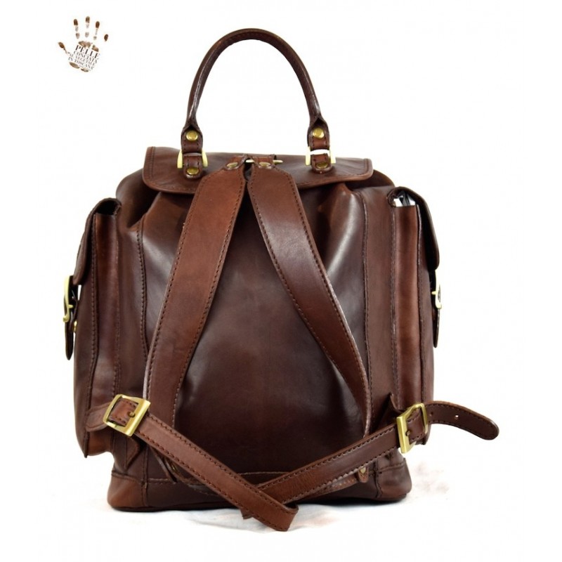 Man leather backpack with pockets "Cisto"