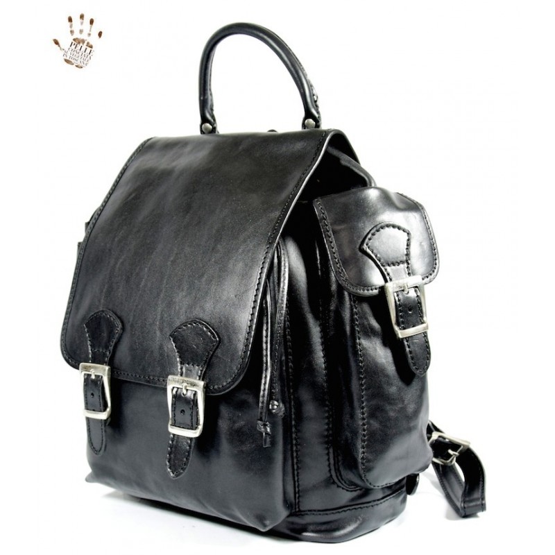Man leather backpack with pockets "Cisto"