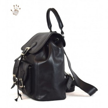Leather Woman Backpack "Aurelia" Black