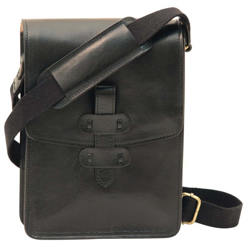 Leather shoulder man bag  "Wolsztyn" Black