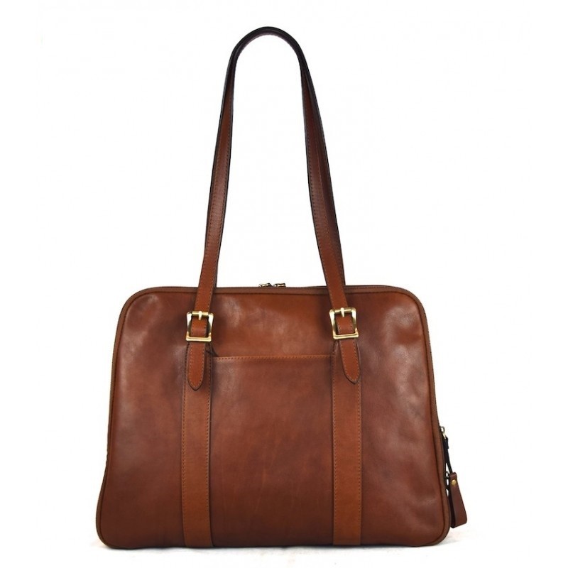 Leather handbag with double long handles "Rocchette"