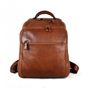 Leather men's backpack "Ombrone" BROWN