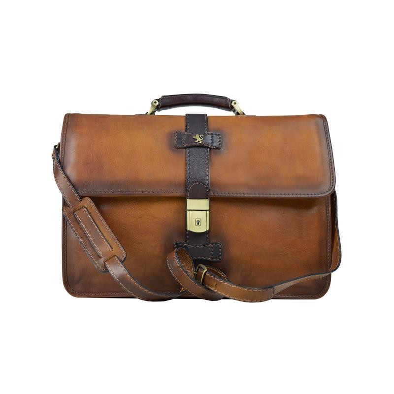 Briefcase Italian vegetable-tanned Leather "Pratomagno" B459
