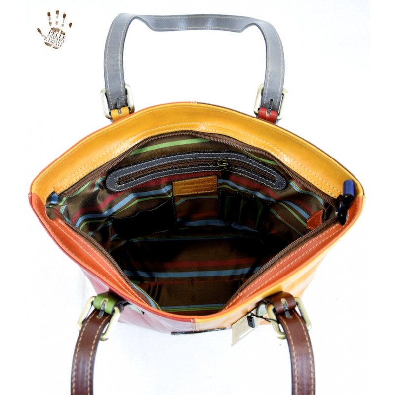 Leather Lady bag "Alberese" Multicolor