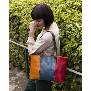 Woman leather shoulder bag "Corte dei Butteri" Multicolor