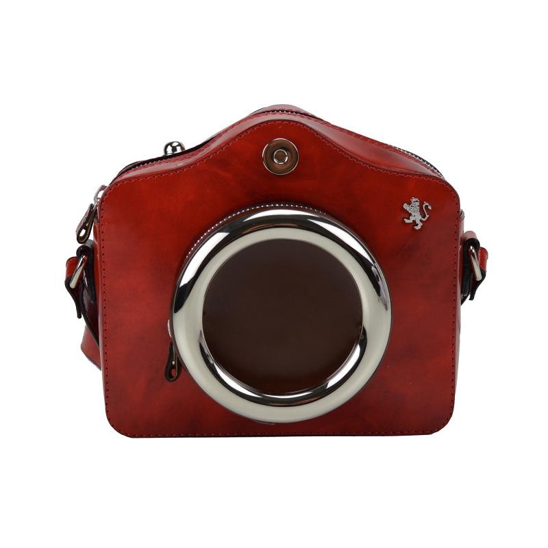 Small leather shoulder bag made in the image of a camera. R444P