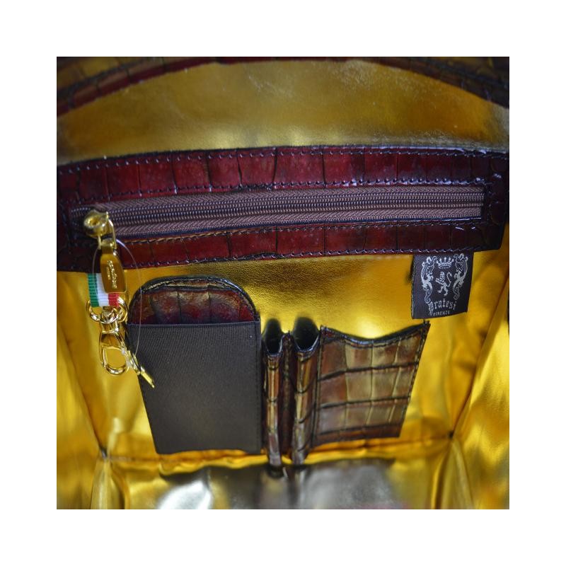 Classic woman handbag in crocodile print leather. "Miss Brunelleschi" K120/29