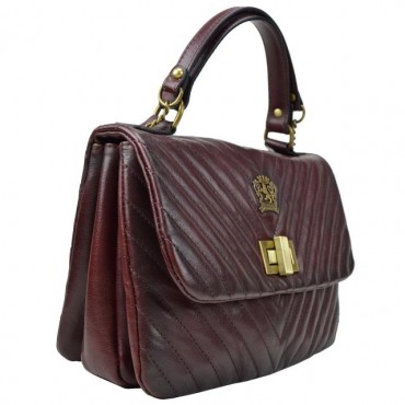 Woman leather bag with fishbone pattern "Pian d'Alma"