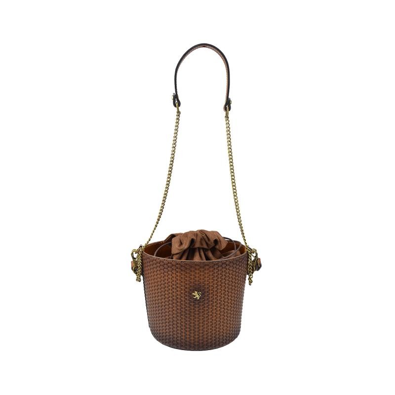 Bucket-shaped bag with chain shoulder strap. "Secchiello" T335