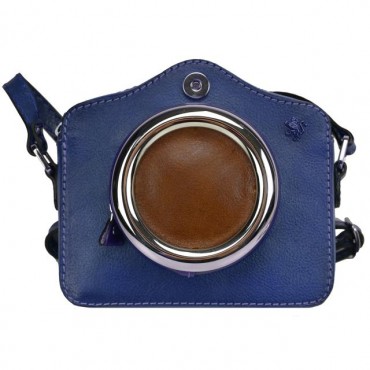 Piccola borsa a tracolla in pelle realizzata a immagine di una macchina fotografica. B444P