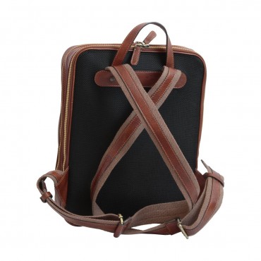 Sporty laptop backpack in soft vegetable-tanned calfskin "Baltico II" Brown