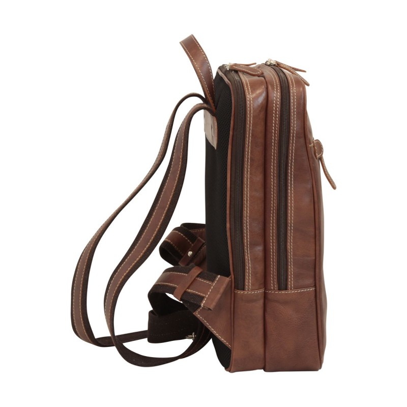 Leather backpack with a laptop pocket in soft vegetable tanned calfskin "Pulawy II" BR