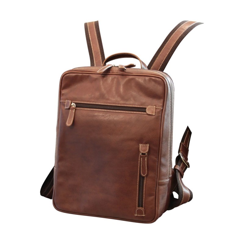 Leather backpack with a laptop pocket in soft vegetable tanned calfskin "Pulawy II" BR