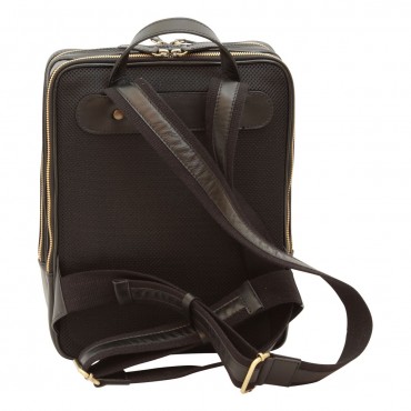 Sporty laptop backpack in soft vegetable-tanned calfskin "Baltico" Black