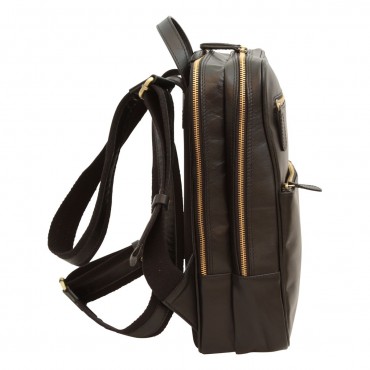 Sporty laptop backpack in soft vegetable-tanned calfskin "Baltico" Black