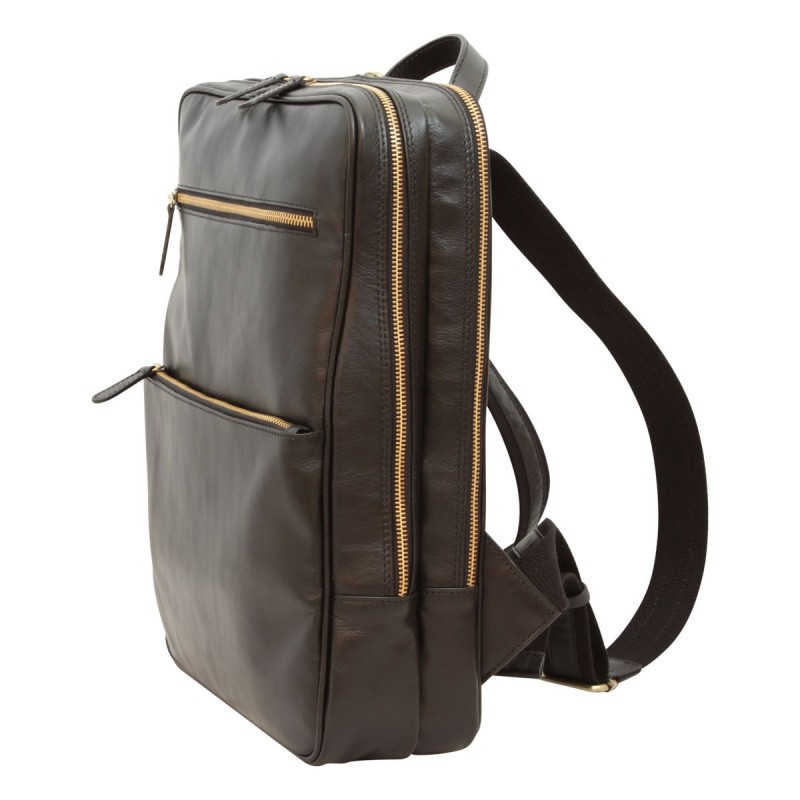Sporty laptop backpack in soft vegetable-tanned calfskin "Baltico" II Black