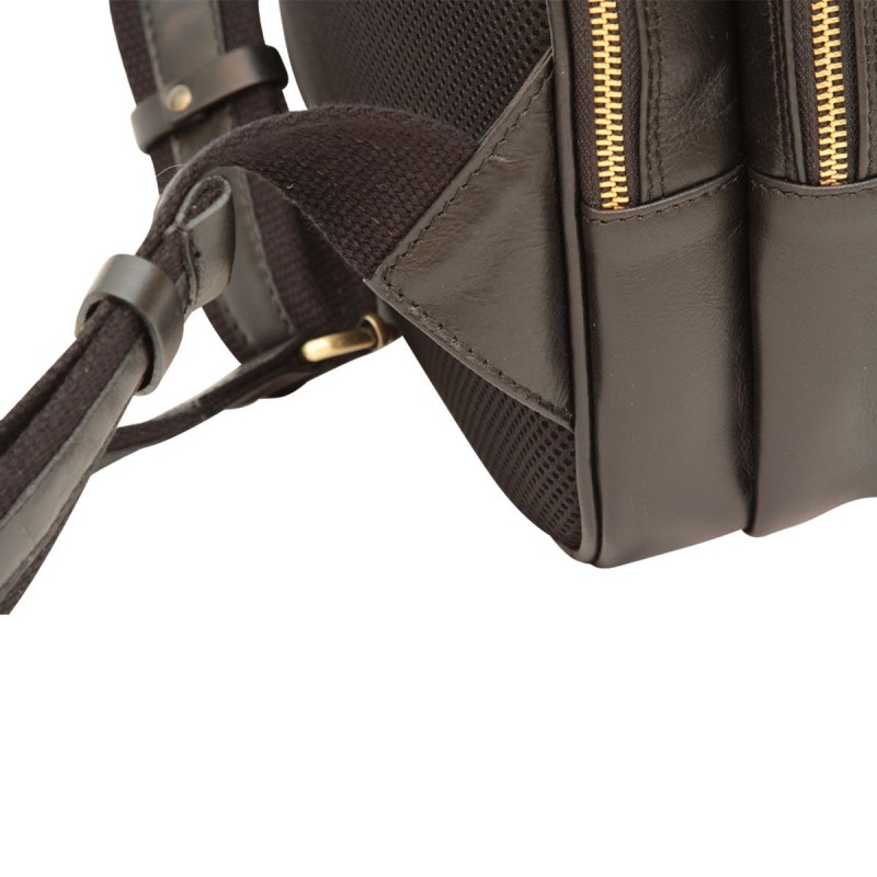 Sporty laptop backpack in soft vegetable-tanned calfskin "Baltico" II Black