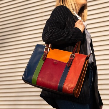 Leather Lady bag "Feniglia" Multicolor