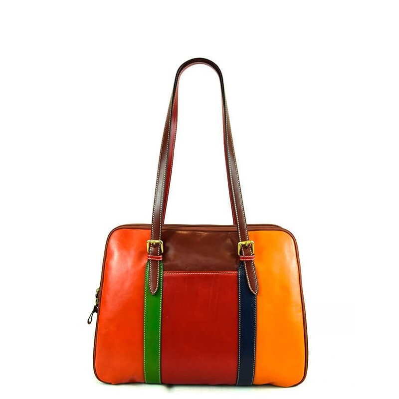 Beautiful and universal women's leather bag. "Rocchette" Multicolor