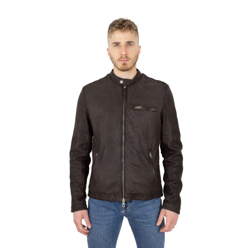Leather man padded jacket 