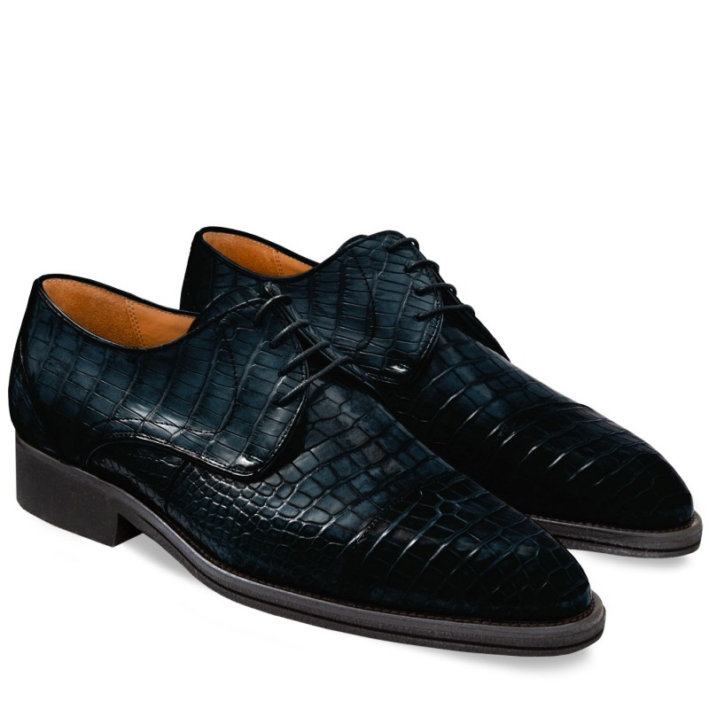 Men Shoes Classic in Crocodile blue