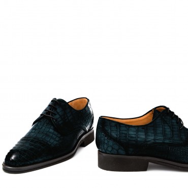 Men Shoes Classic in Crocodile blue