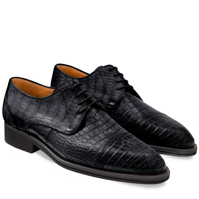 Men Shoes Classic in Crocodile dark gray