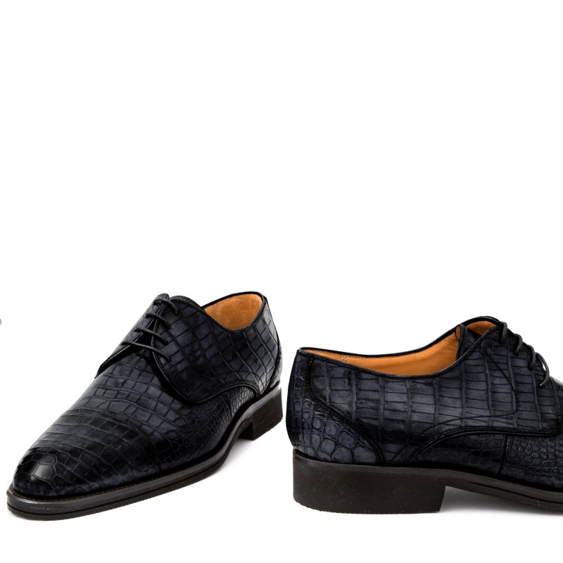 Men Shoes Classic in Crocodile dark gray