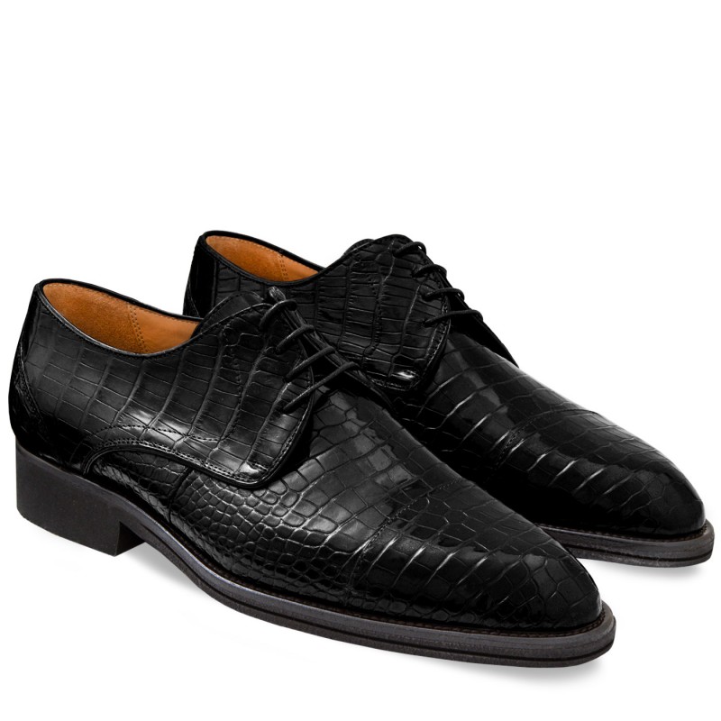 Men Shoes Classic in Crocodile dark