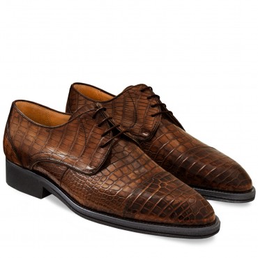 Men Shoes Classic in Crocodile Brown
