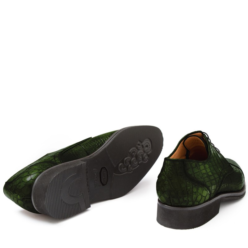 Men Shoes Classic in Crocodile dark green