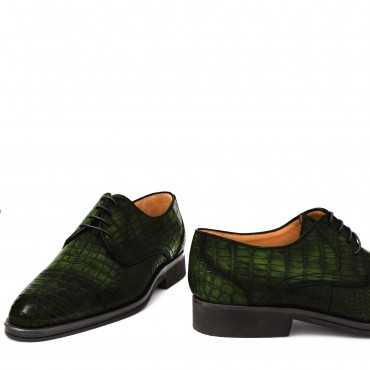 Men Shoes Classic in Crocodile dark green