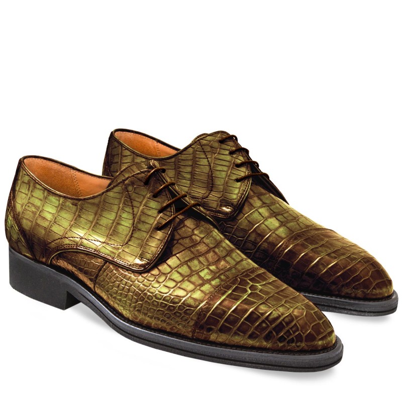 Men Shoes Classic in Crocodile olive