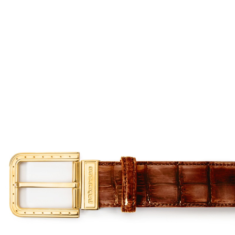 Men's crocodile leather belt "EGO" Cognac