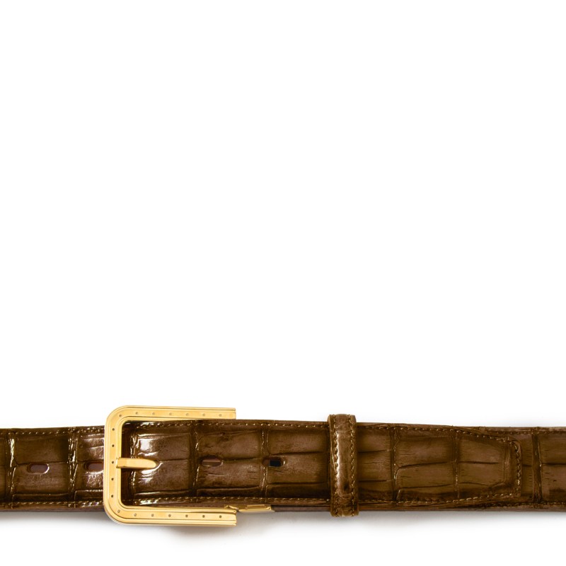 Men's crocodile leather belt "EGO" Brown