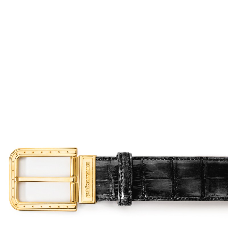 Men's crocodile leather belt "EGO" Black