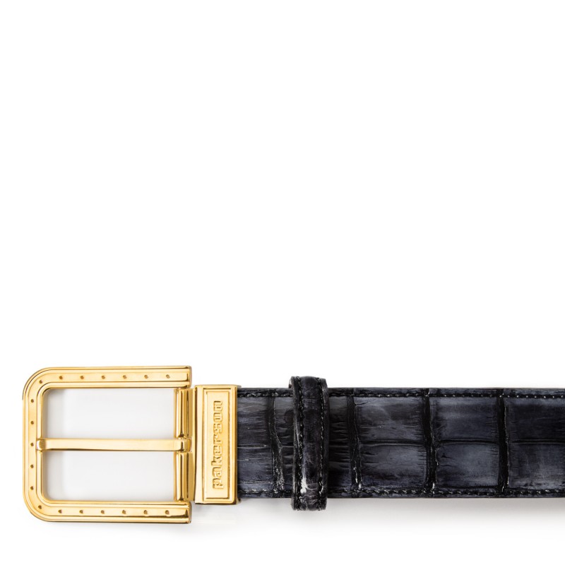 Men's crocodile leather belt "EGO" Dark gray