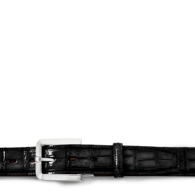 Men's crocodile leather belt "OLMI" Black