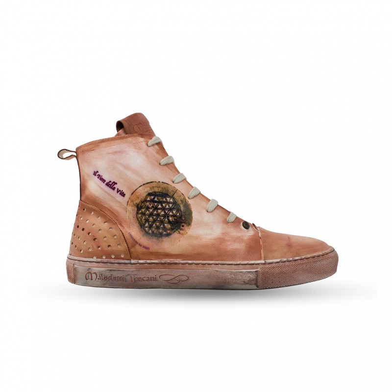 Exclusive leather sneakers "Il fiore della vita" AL