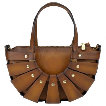 Small elegant leather handbag with chain shoulder strap "Simona"
