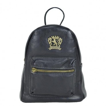 Small leather backpack for women with a pocket on the front. "Mia"