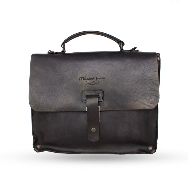 Briefcase - business backpack in Italian leather par excellence "Toscana" Black
