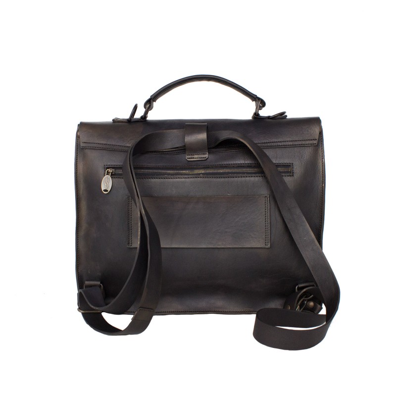 Briefcase - business backpack in Italian leather par excellence "Toscana" Black
