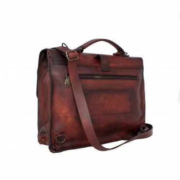Briefcase - business backpack in Italian leather par excellence "Toscana" Chianti